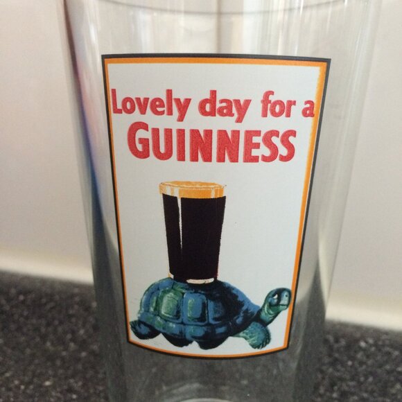 Lovely Day For A Guinness Beer Pint Clear Glass Set of 2 Turtle Toucan Print - Picture 5 of 9